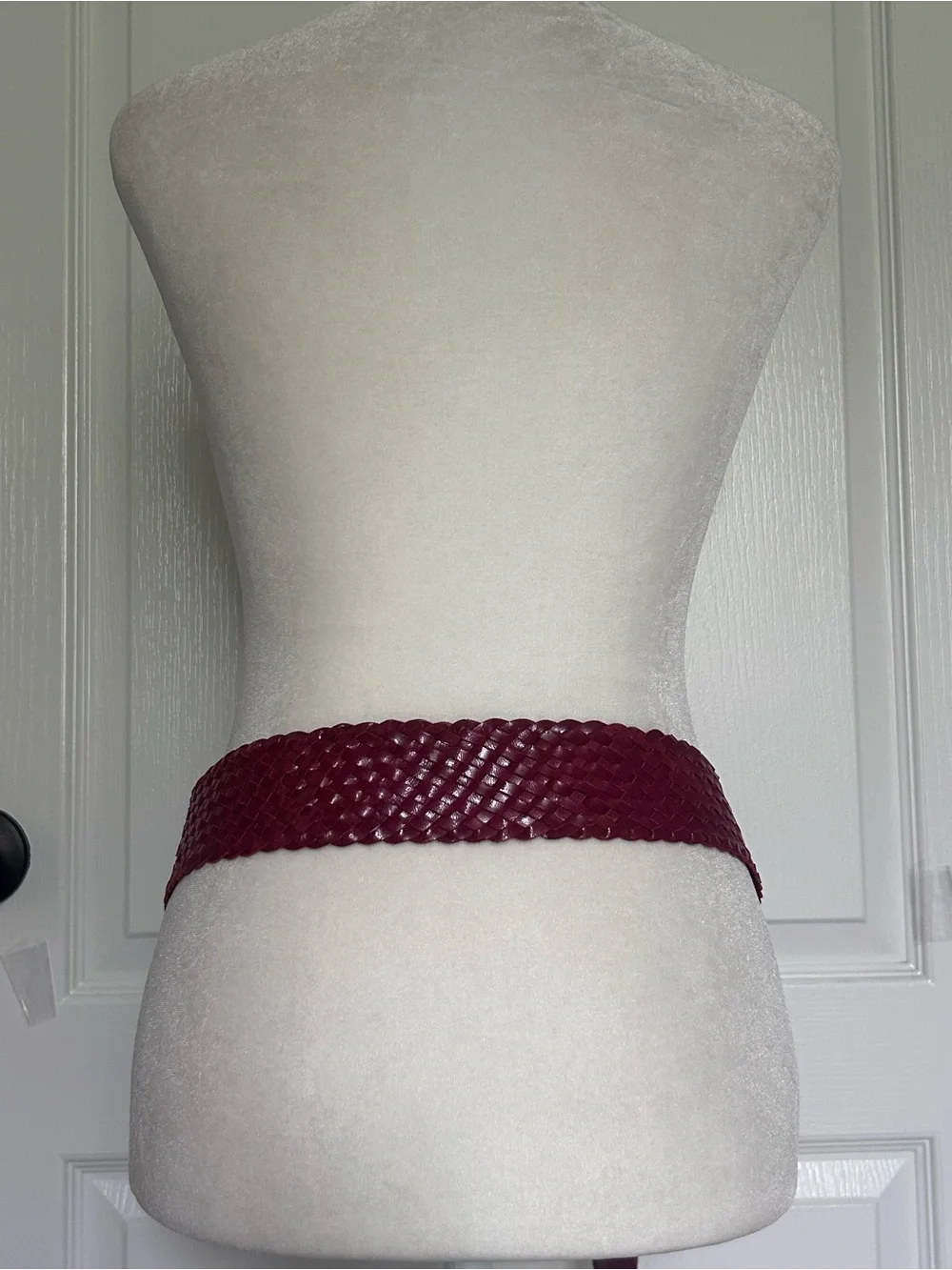 Red Genuine Leather Braided Statement Belt Boho Retro Festival